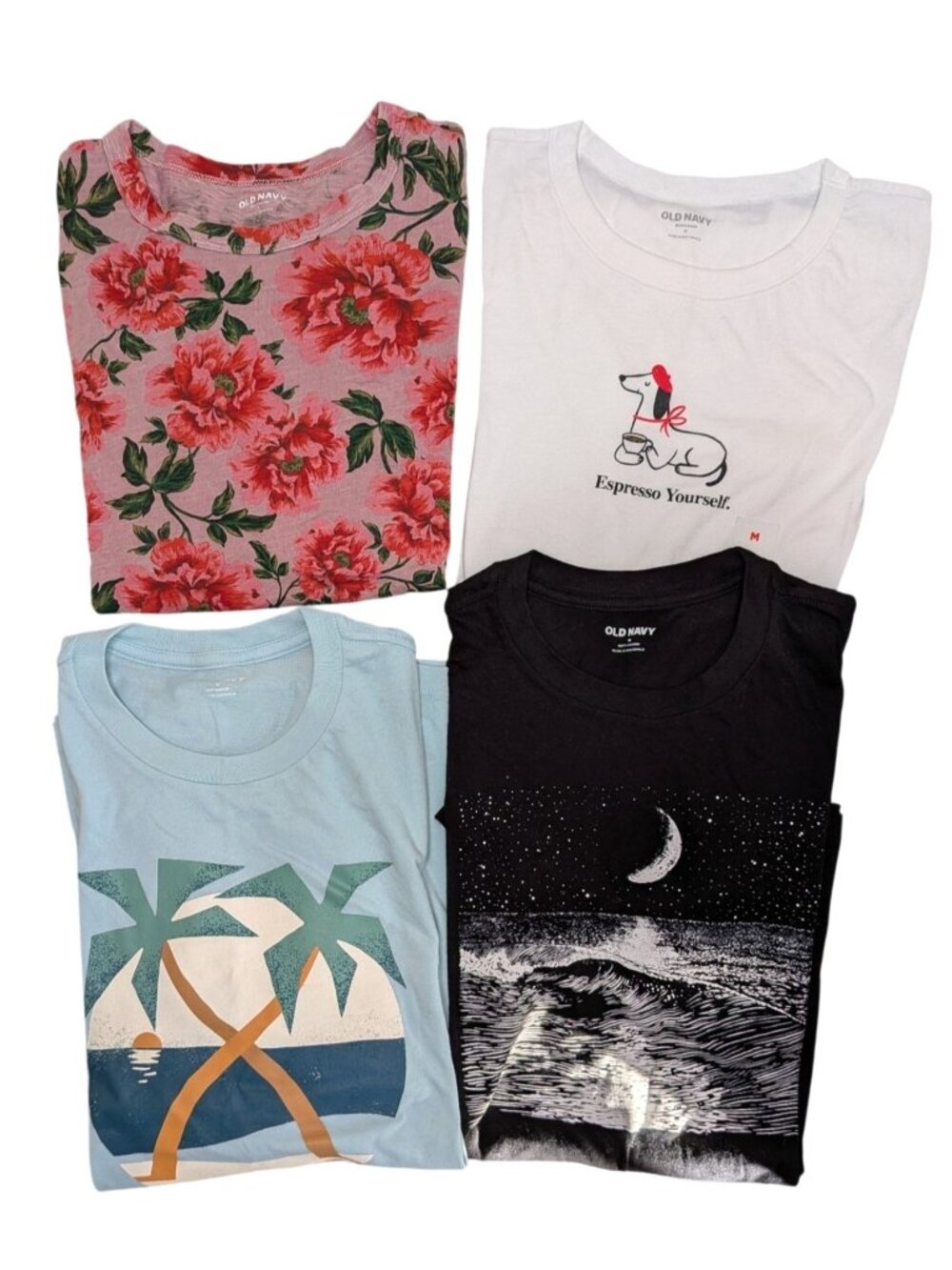 Old Navy Bundle Womens Graphic Short Sleeve T-Shirts Lot Of 4 Medium/Large